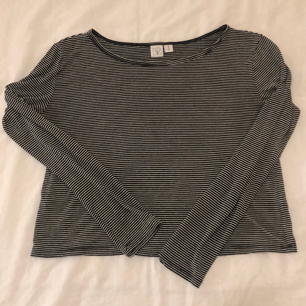 BP Black + White Striped Long Sleeve